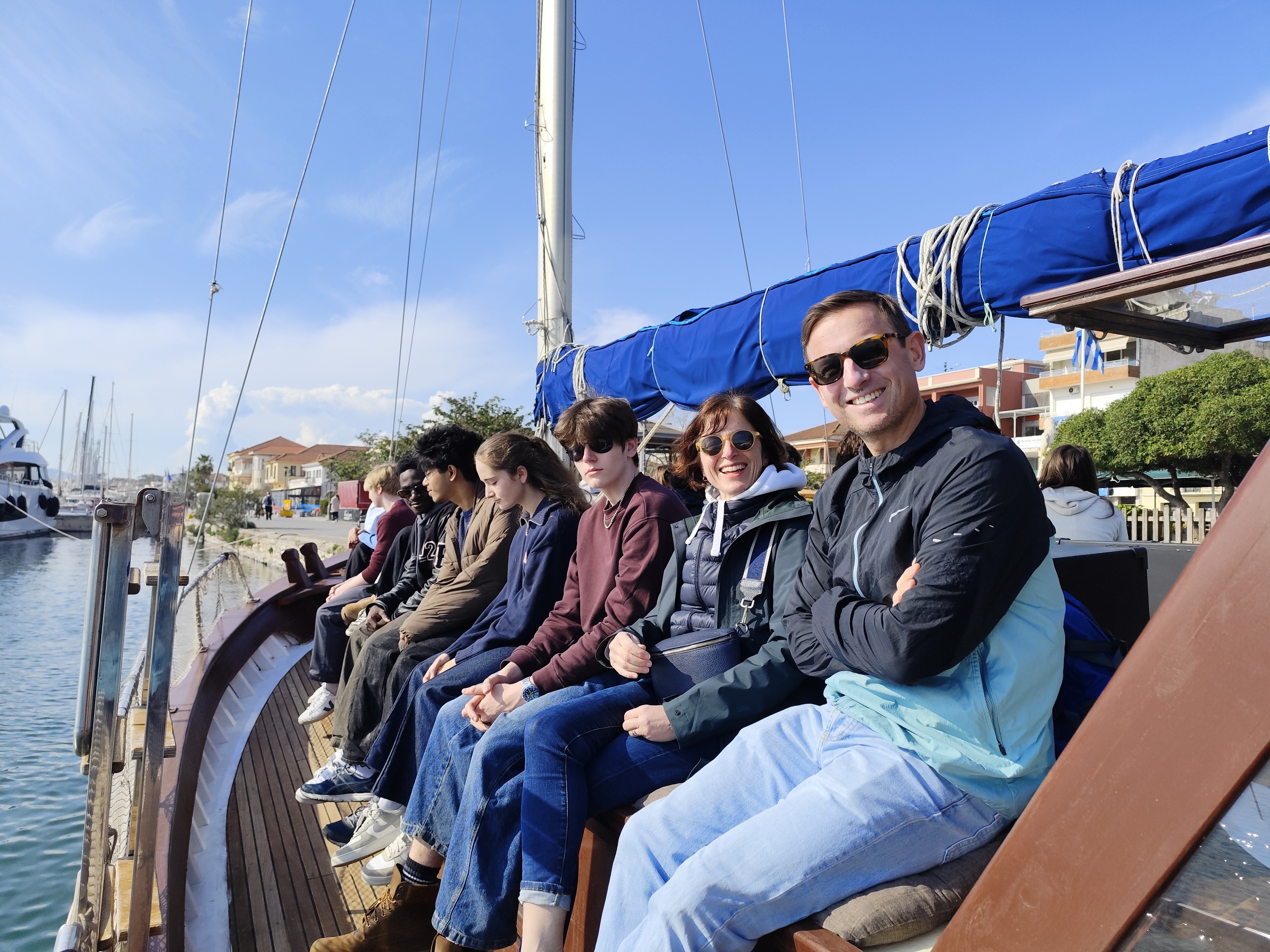Guests on traditional wooden boat
